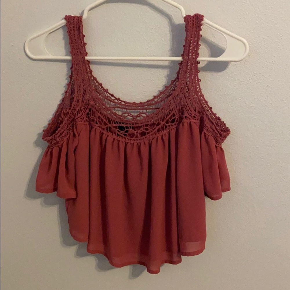 Chiffon and embroidered tank